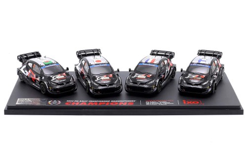 Set of 4 models TOYOTA GR YARIS Rally1 Hybrid #33 / #17 / #18  Rally Japan 2024 & #69 Winner Latvia 2024 - WRC MANUFACTURER'S CHAMPIONS 2024