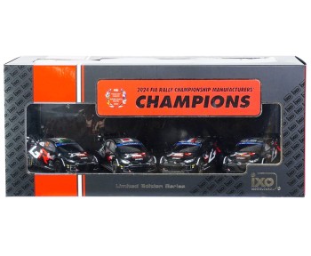 Set of 4 models TOYOTA GR YARIS Rally1 Hybrid #33 / #17 / #18  Rally Japan 2024 & #69 Winner Latvia 2024 - WRC MANUFACTURER'S CHAMPIONS 2024